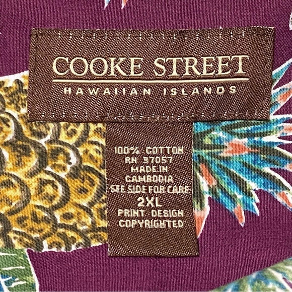 Cooke Street Pineapple Hawaiian Shirt Purple Aloha 2XL - Picture 6 of 8